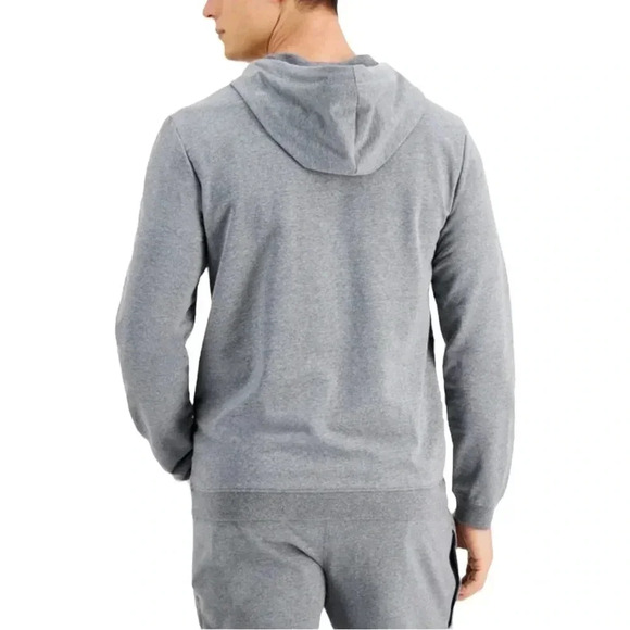 Alfani Mendoza Oxford Heather Grey Full Zip Hooded Mens Sweatshirt Size Large - Picture 2 of 12
